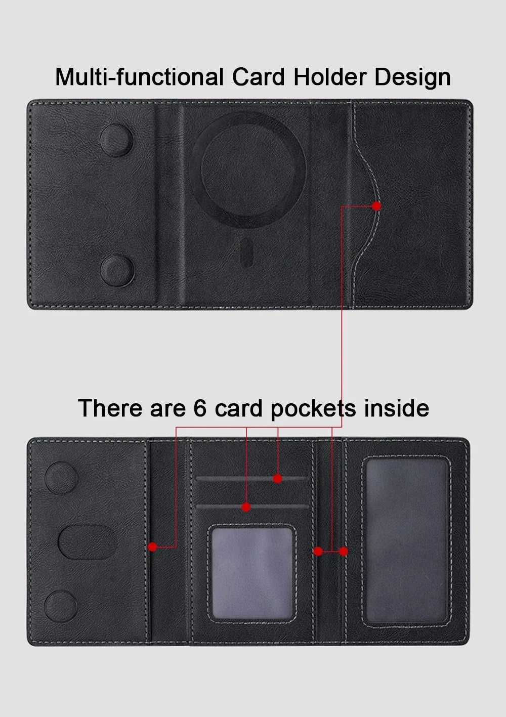 Powerful Magnetic Leather Wallet Magsafe for IPhone 16 15 Pro Max for IPhone 15 14 Pro Card Holder Phone Pouch Protective Case