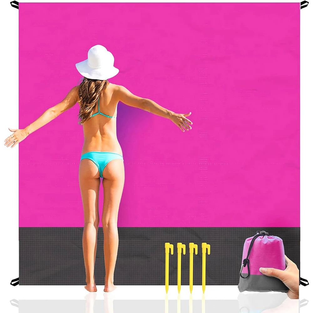 Manta impermeable para picnic de bolsillo de 200x210 cm, manta para playa sin arena, para camping, picnic al aire libre, cubierta plegable para tienda, ropa de cama