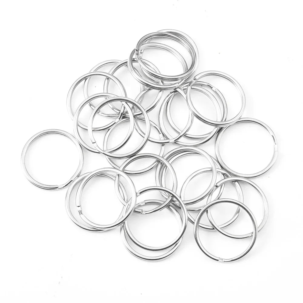 20/100pcs Metal Blank Keyring Keychain Split Rings Keyfob Key Rings Lobster Clasp Key Chain Key Pendant Stainless Steel Rings