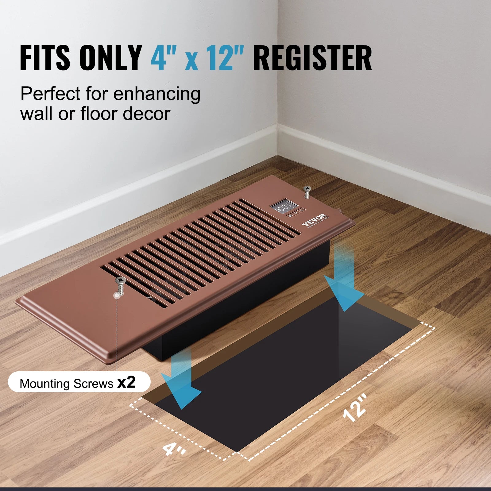 Ventilatore booster SucceBuy 4x12in, ventilatore a condotto da 100CFM, 10 velocità regolabili con controller intelligente LCD per parete e pavimento