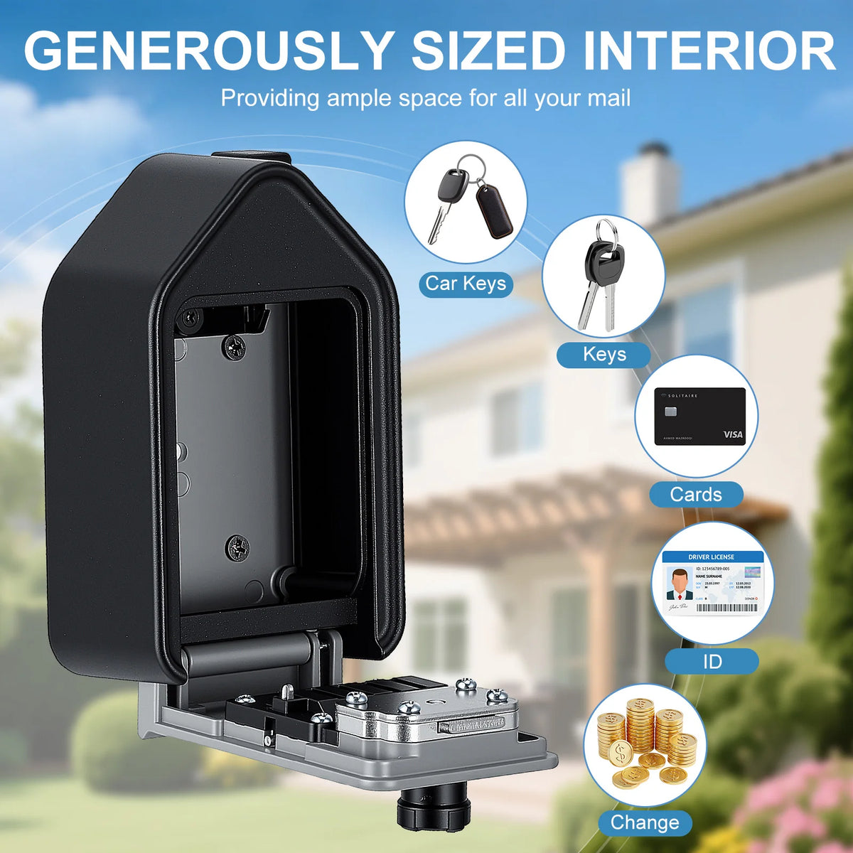 Key Safe Outdoor Large Wall Mounted Key Box 4 Digits with an Emergency Key Aluminium Alloy Key Safe Outdoor Key Hiding Place for Outdoor Key Safe for Home Garage School