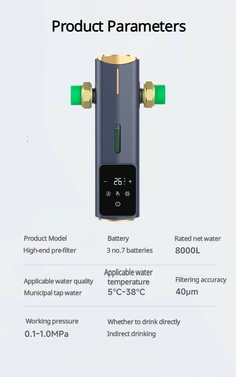 8000L/H Central Water Pre-Filter with Auto Self-Cleaning