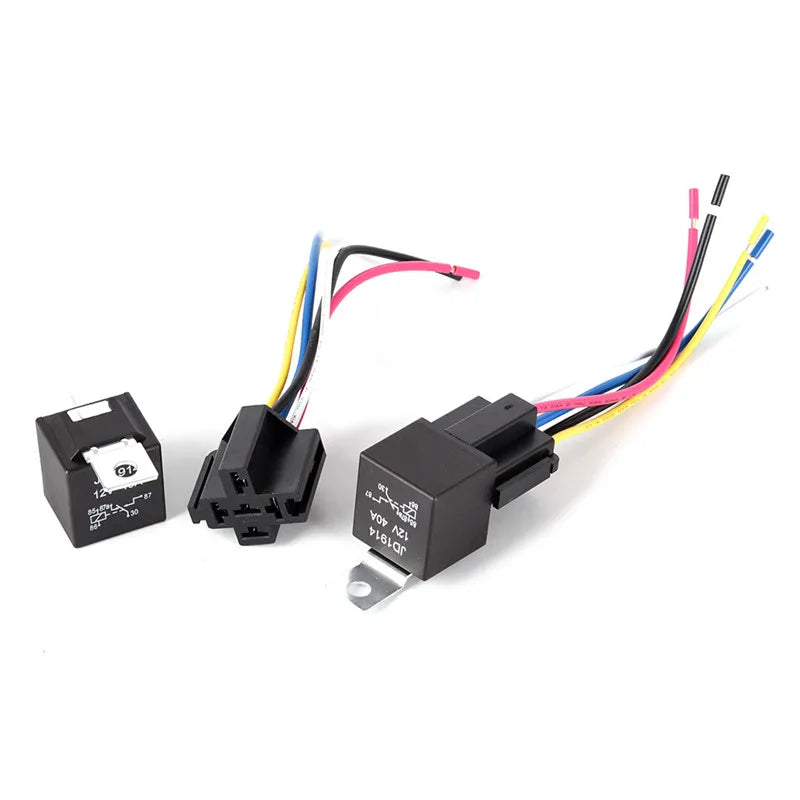 Waterproof Automotive Relay 12v 5pin 40a Car Relay With Black Red Copper Terminal Auto Relay With Relay Socket 1pc
