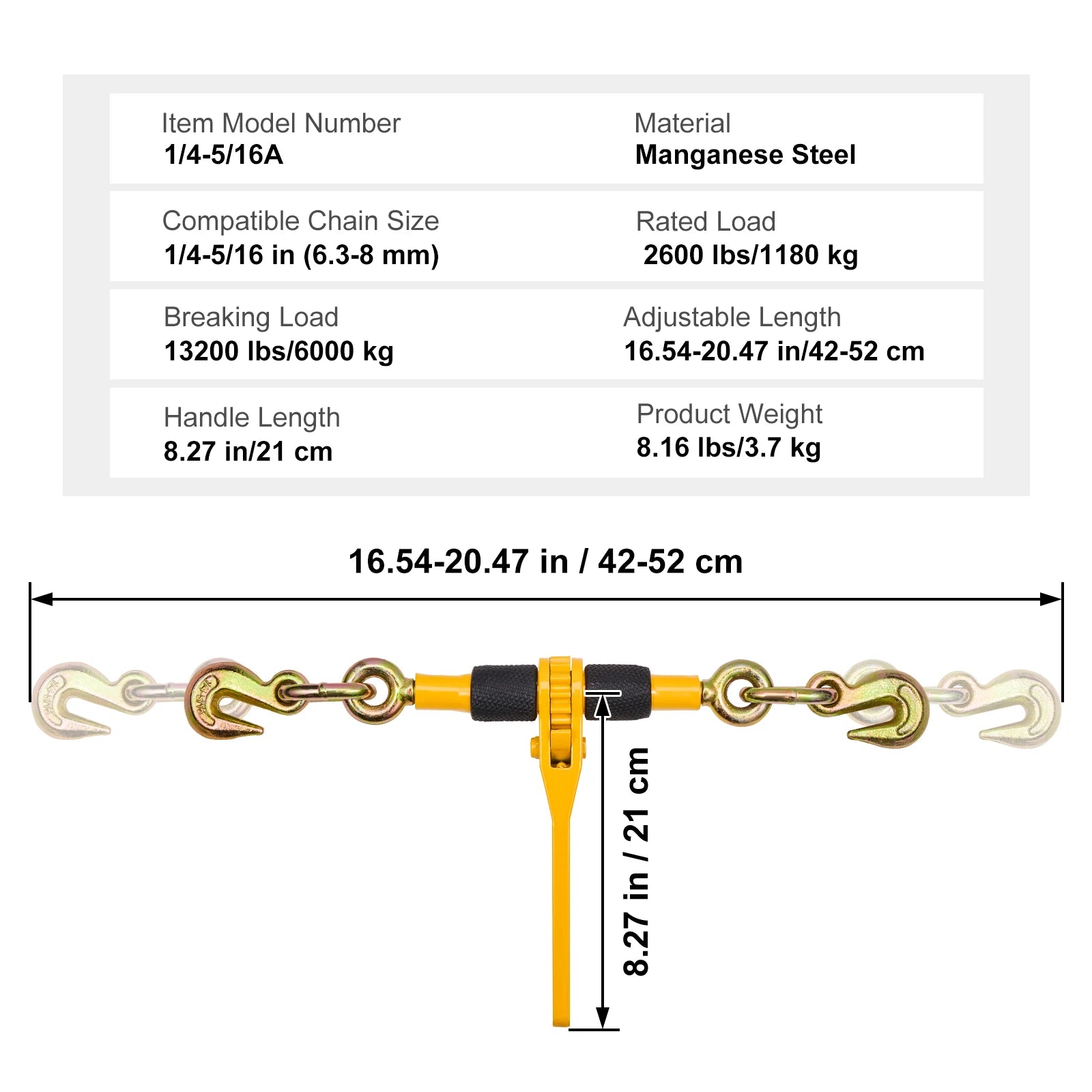 Ratchet Chain Load Binder 1/4"–5/16" Heavy Duty Tie-Down