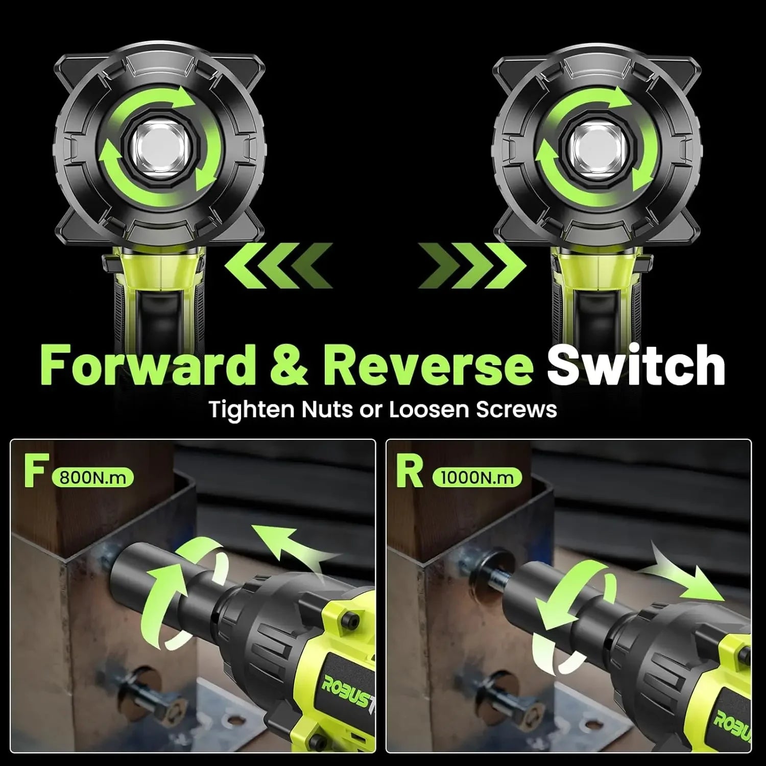 1000N.m Brushless Cordless Impact Wrench with 2 x 4.0Ah Batteries