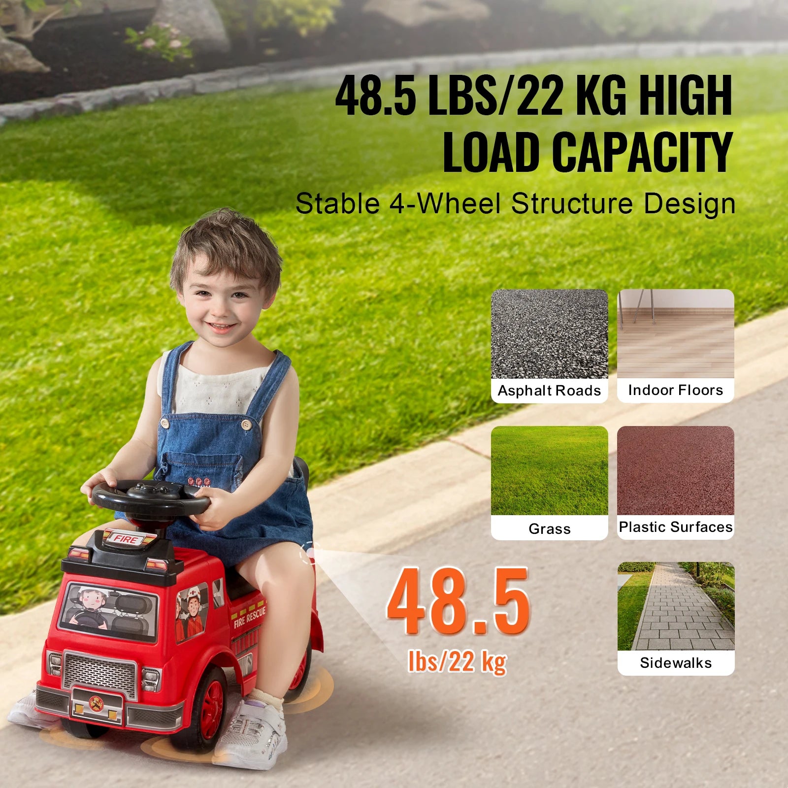 Kids Ride On Push Car with Music & Storage Seat for Toddlers