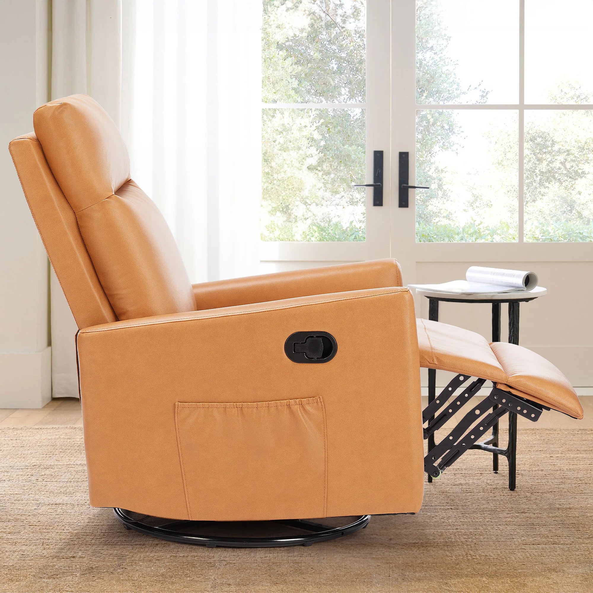 Swivel Rocker Recliner Chair with Large Footrest and Deep Seat