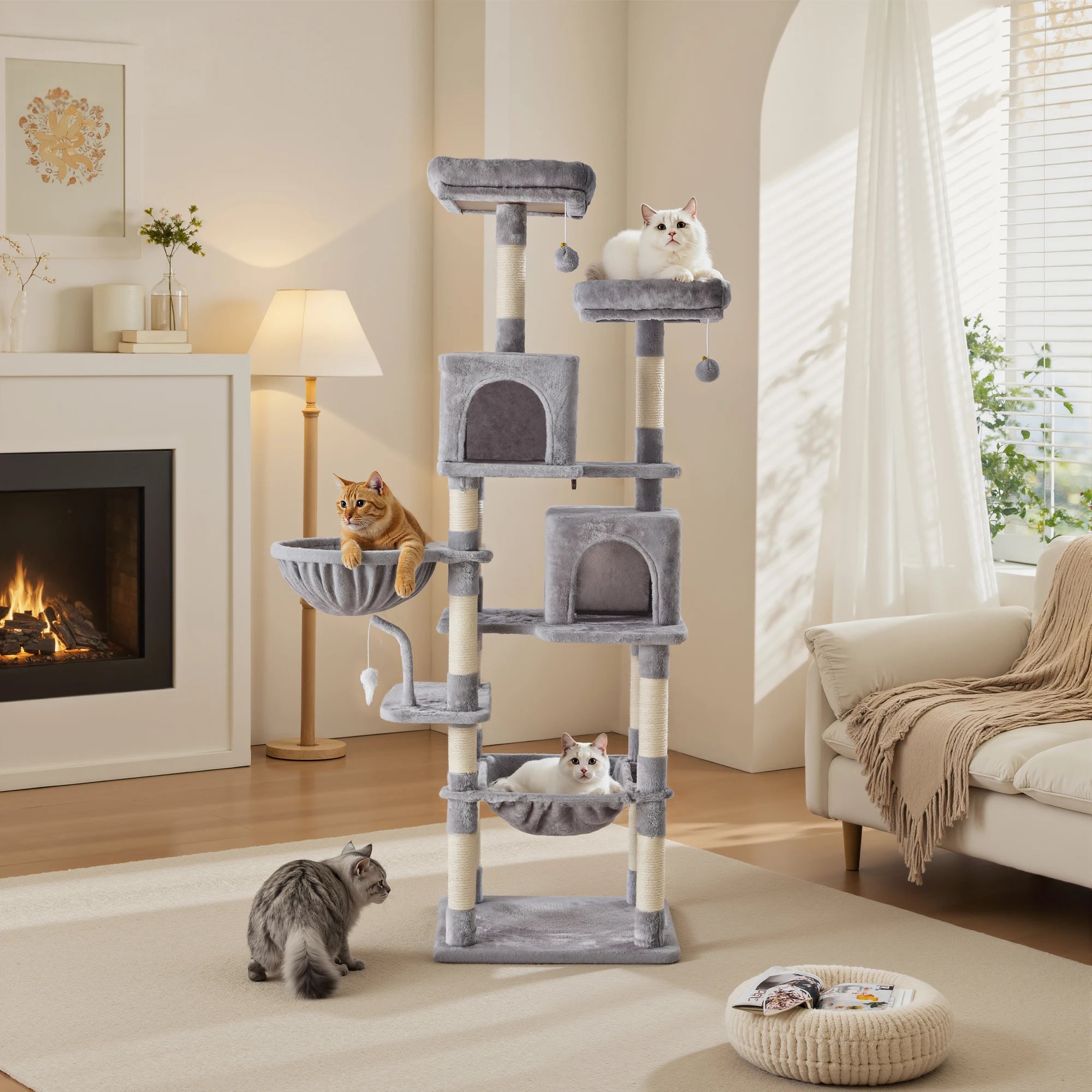 71" Multi-Level Cat Tree Tower with Condo, Hammock & Scratching Posts