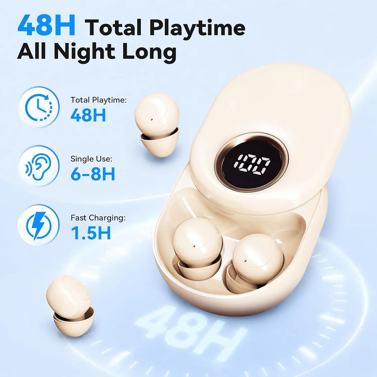 INSONIXN SK55 Mini osynliga trådlösa Bluetooth‑öronlurar för små öron sovning musik skolmaterial