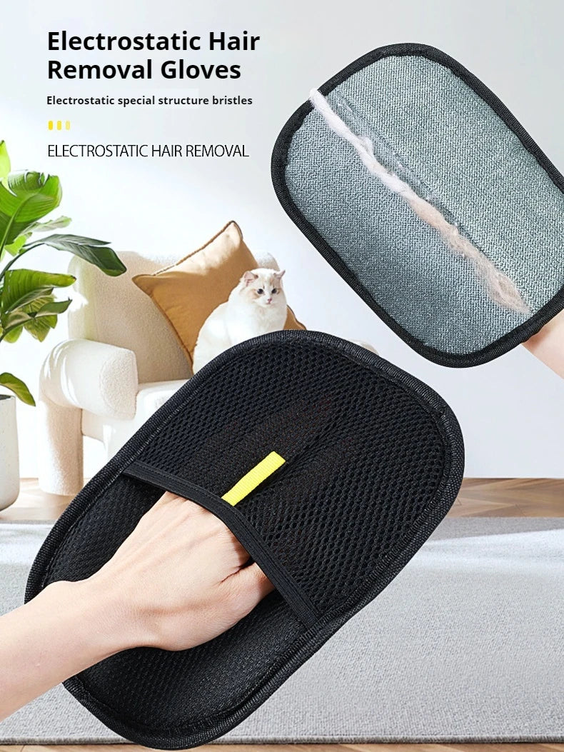 Pet hair glove removal Cat Grooming Reusable Electrostatic Dedusting Brush Dog Hair Remover for Couch Carpet Clothes Washable