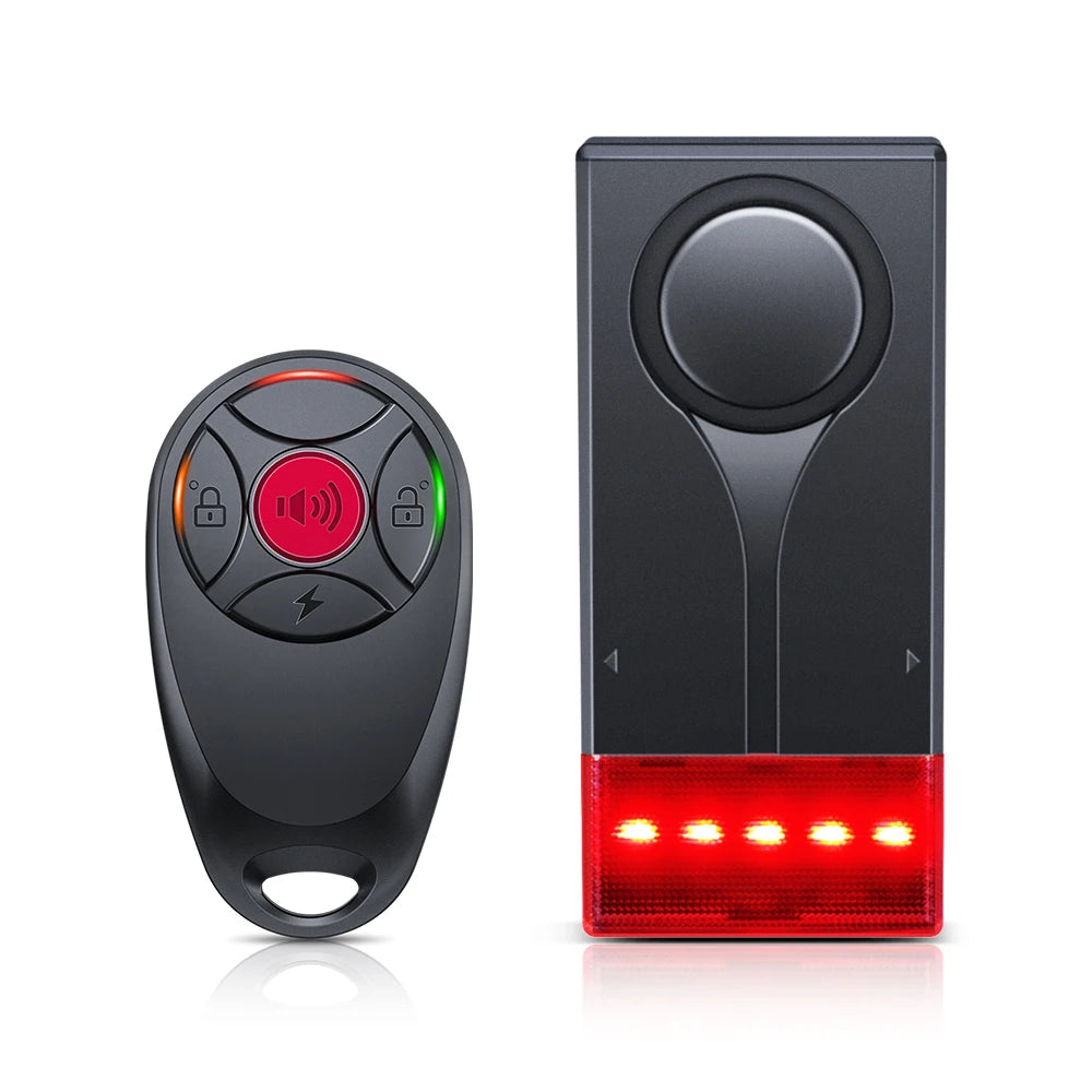 Trådlöst vibrationslarm med fjärrkontroll och blinkande LED-lampor
