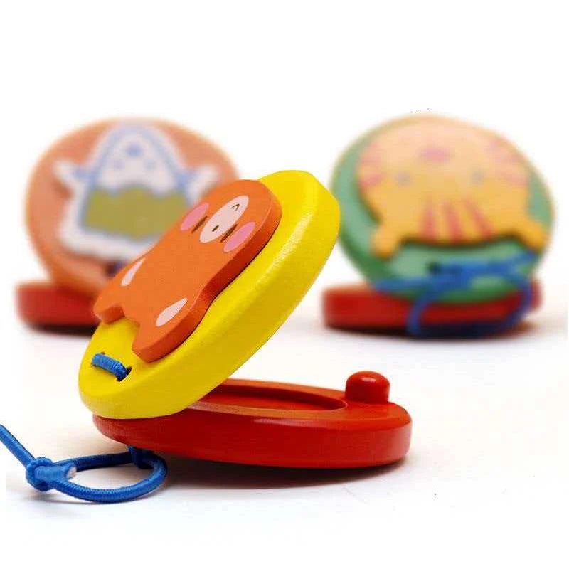Wooden Finger Castanets, 1–3 Pieces, Random Designs