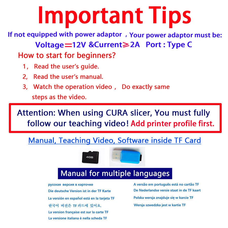 EasyThreed 3D Printer Entry Level Compatible with PLA TPU 1.75mm Filament include Power Adaptor.