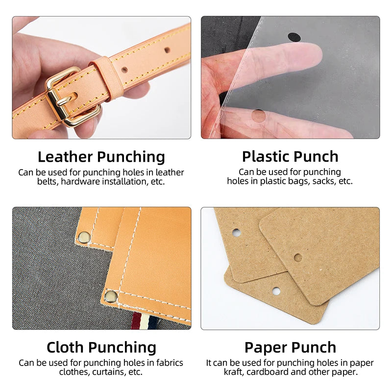 Rundloch-Stanzset aus Kohlenstoffstahl für Leder, Stoff & DIY