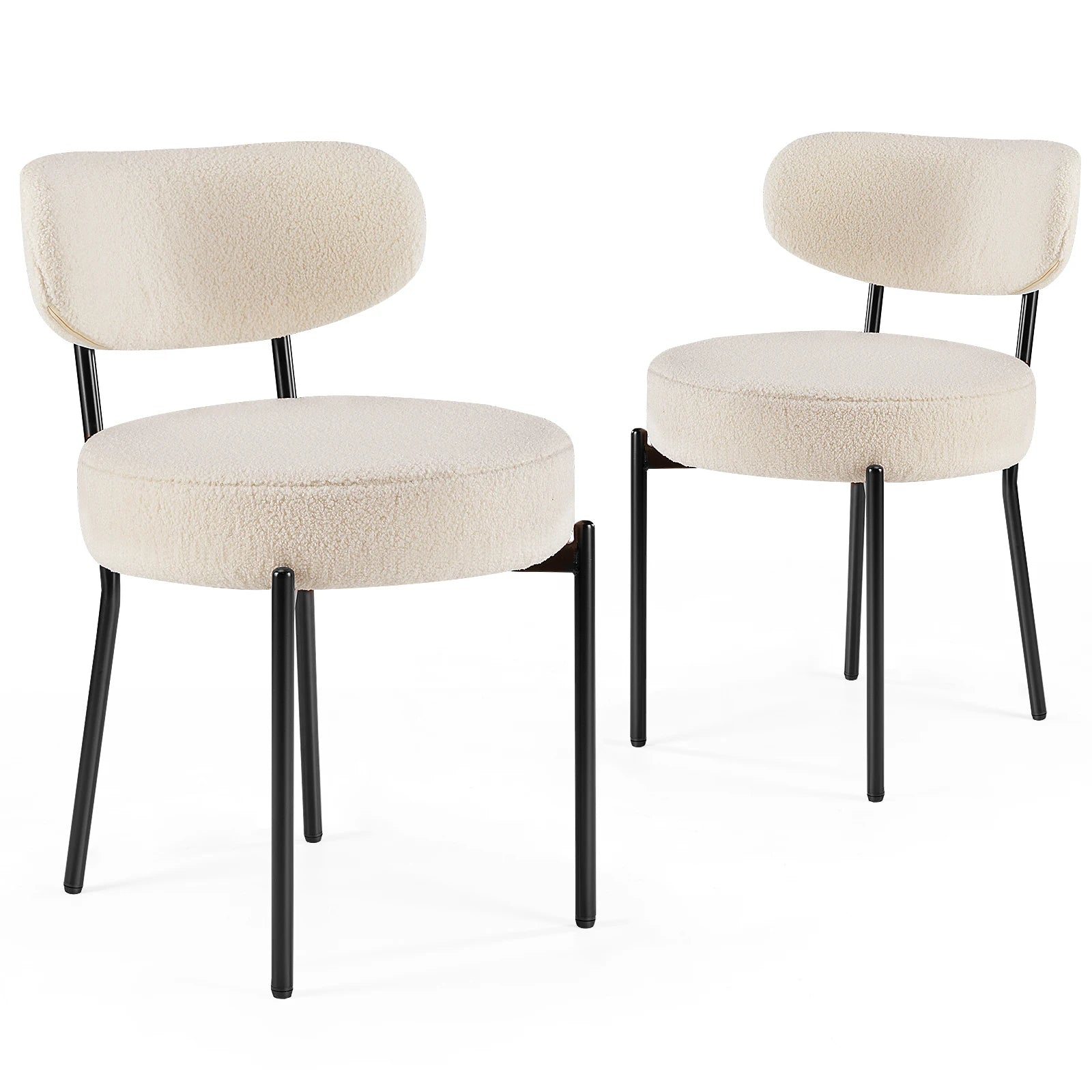 Ergonomic Round Dining Chairs Set of 2 with Cushioned Seat
