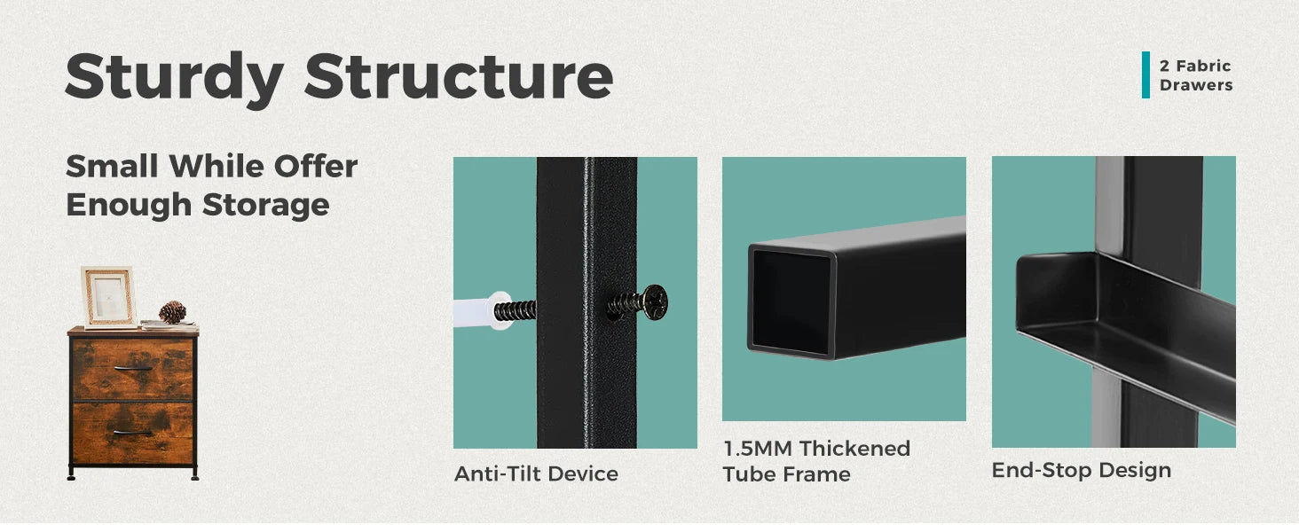 Kumaş Çekmeceli ve Depolamalı Modern Komodin