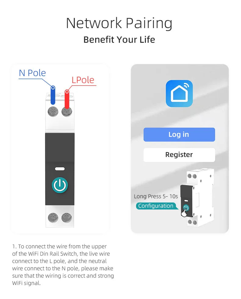 TUYA WIFI Smart Circuit Breaker Power Metering 1P 63A DIN Rail for Smart Home wireless Remote Control Smart Switch by APP TONGOU