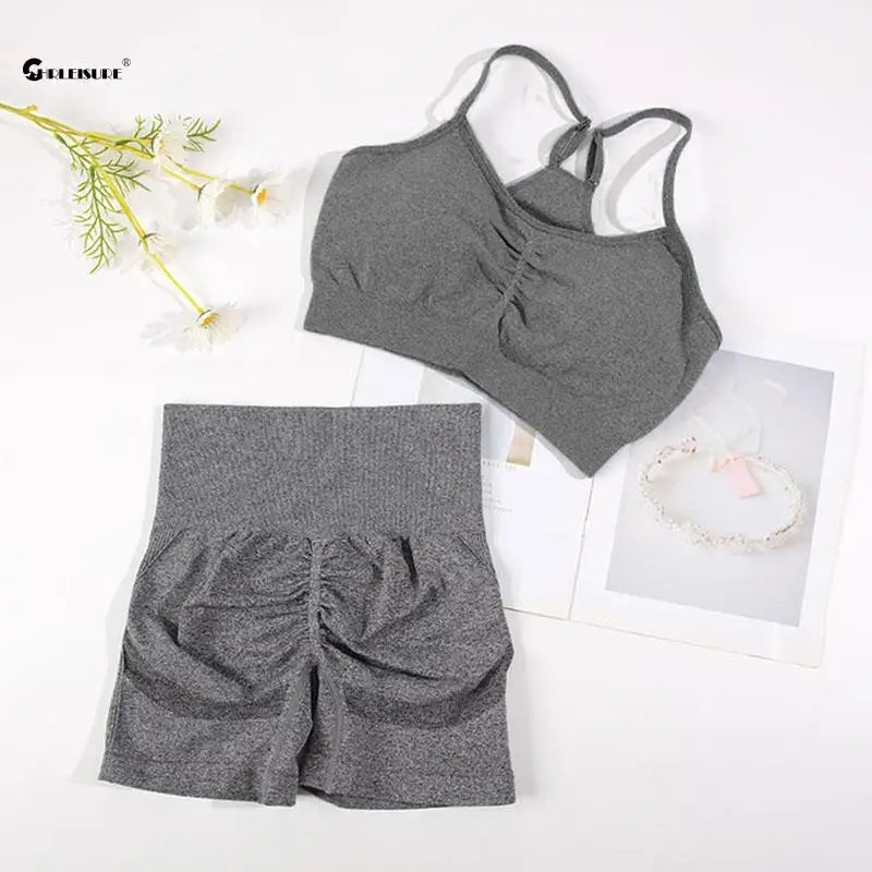 Nahtloses Yoga-BHF-BH und Shorts – Getrennt oder Set-Optionen