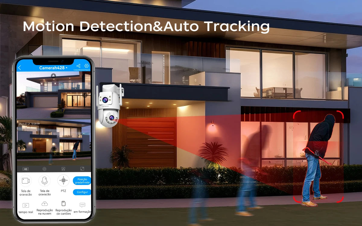 6MP HD Outdoor Security Camera with Dual Lens, AI Tracking, PTZ, Color Night Vision
