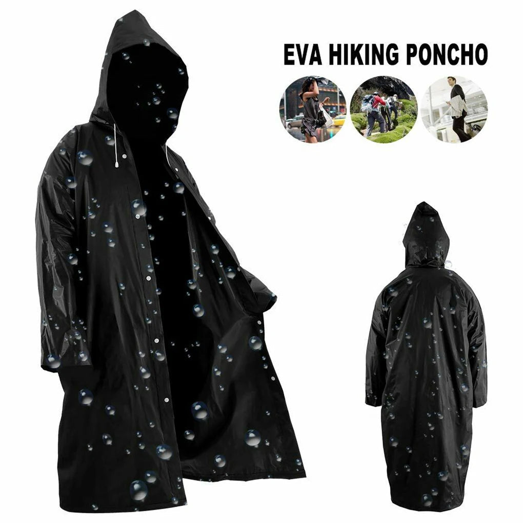 High Quality 1piece 145*68CM EVA Unisex Raincoat Thickened Raincoat Women Waterproof Men Black Camping Waterproof Rainwear Suit