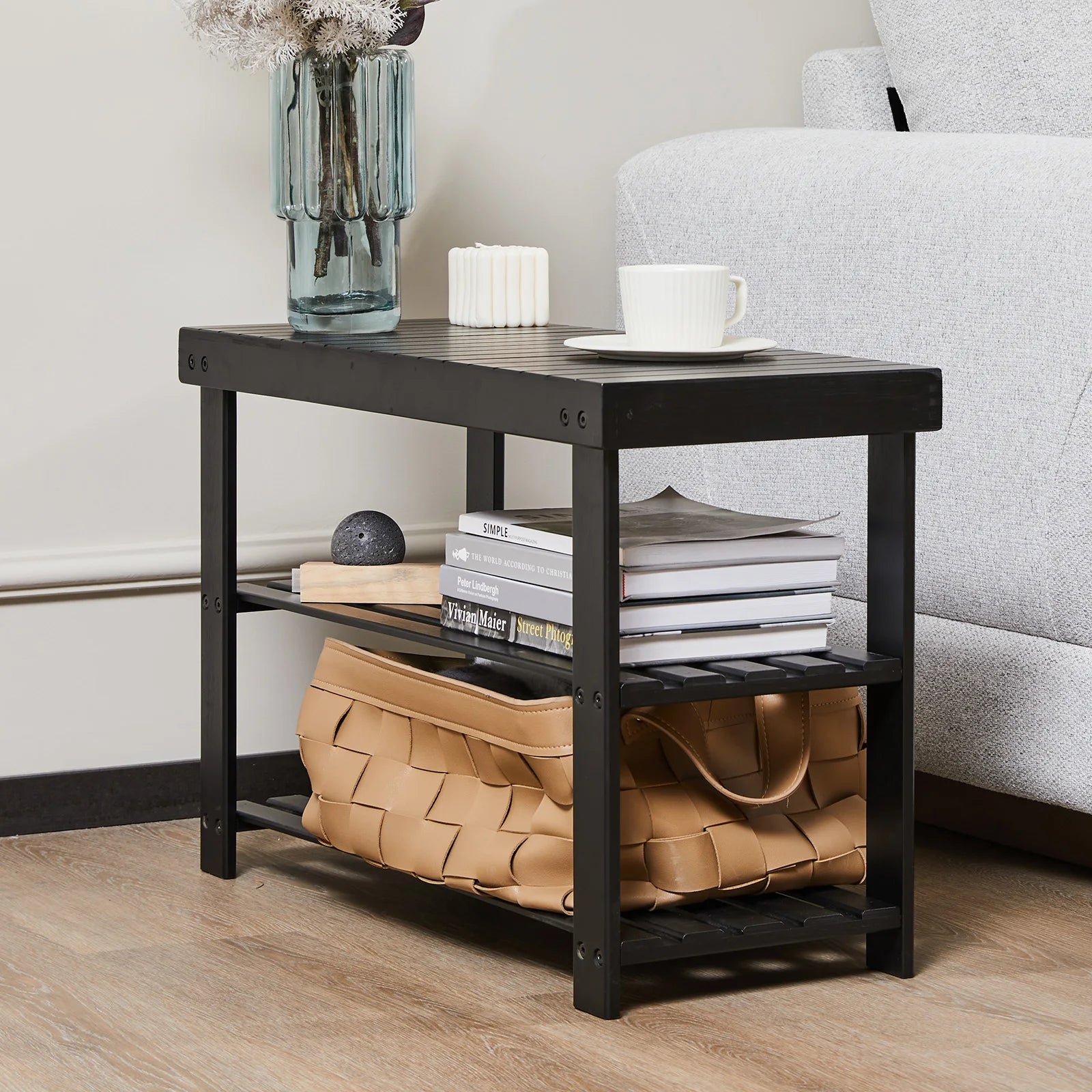 3-Tier Bamboo Shoe Rack Bench with Storage Holds 286 lb