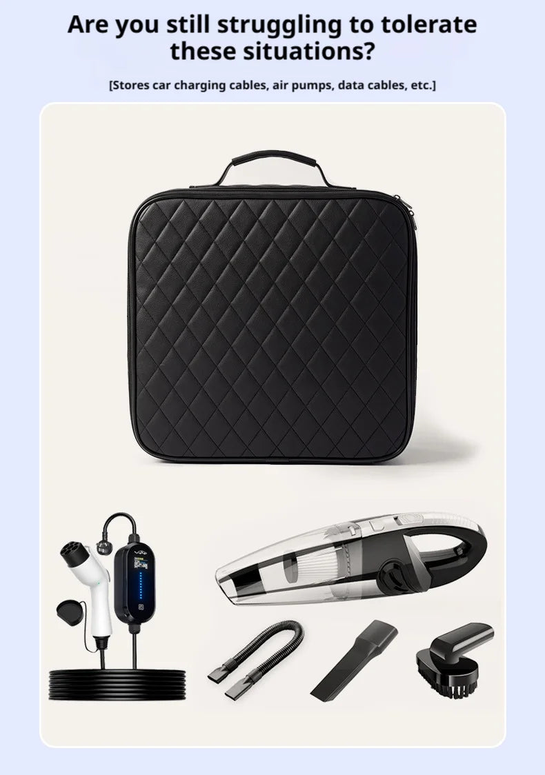 SEAMETAL Car Trunk Organizer Portable Storage Bag Waterproof Shockproof EV Charger Cable Storage Case Trunk Carry Case
