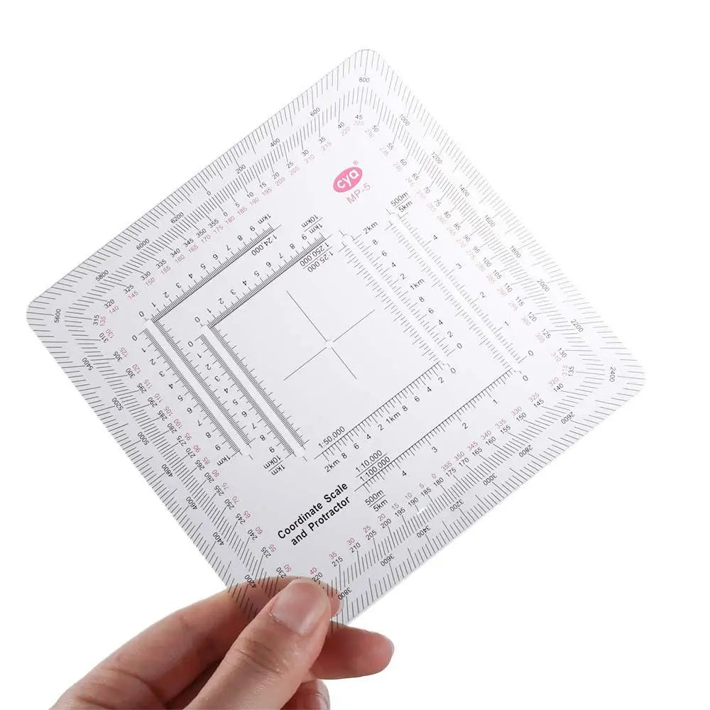 Acrylic Map Protractor and Coordinate Ruler