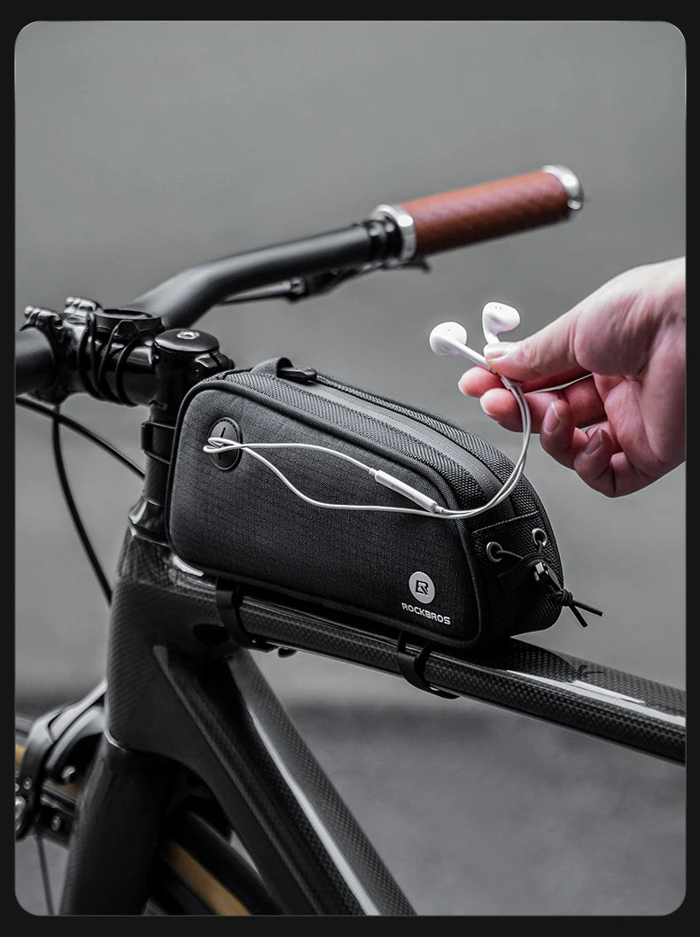 1.3L Bicycle Top Tube Bag with Earphone Port