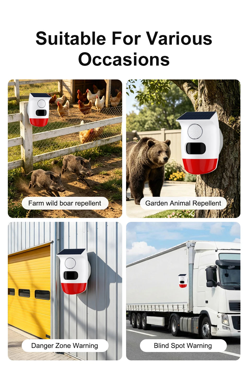 Solar Motion Sensor Alarm with 120dB Siren