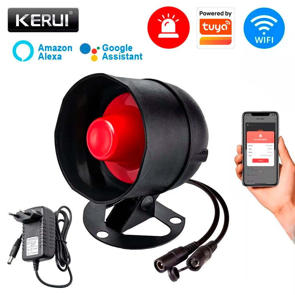 KERUI WIFI Siren Alarm System 110db Loudly Speaker Burglar Home Security Alarm Work With Tuya Smart Motion Sensor for House