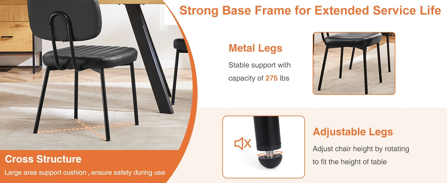 Ergonomic PU Leather Dining Chairs Set of 2 with Lumbar Support
