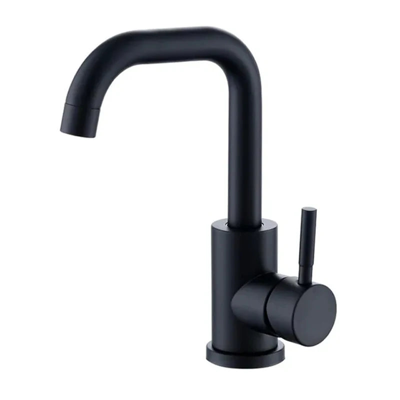 Black Nickel Bathroom Basin Faucet 304 Stainless Steel Hot Cold Wash Mixer Crane Tap 360 Rotation Sink Faucets Single Handle