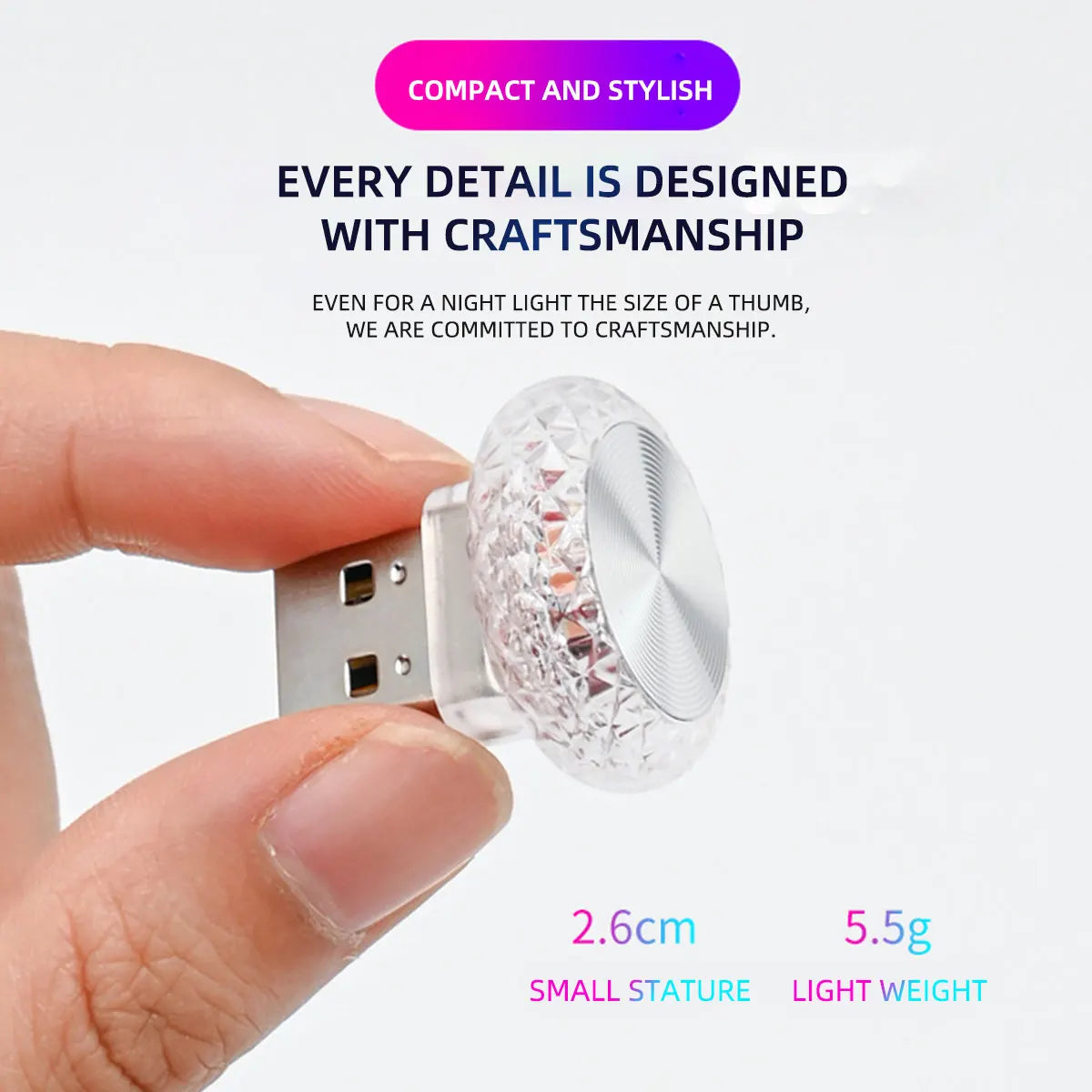 1pc Colorful Portable USB Mini LED Ambient Light for Car Interior Computer Atmosphere Lamp Plug and Play Night Light