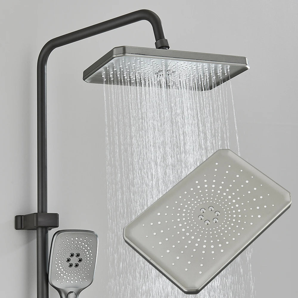 Black Digital Shower Set with Rainfall Head and Hand Shower