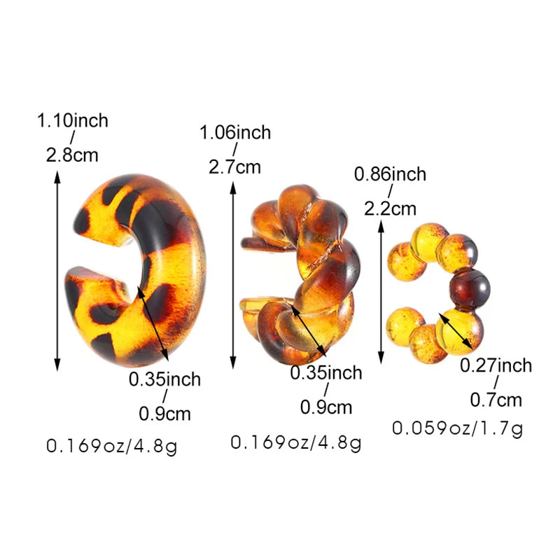 Fashion 4pcs C Shaped Acrylic Ear Clip for Women Simple Gold Silver Color No Pierced Round Earrings Punk Female Jewelry