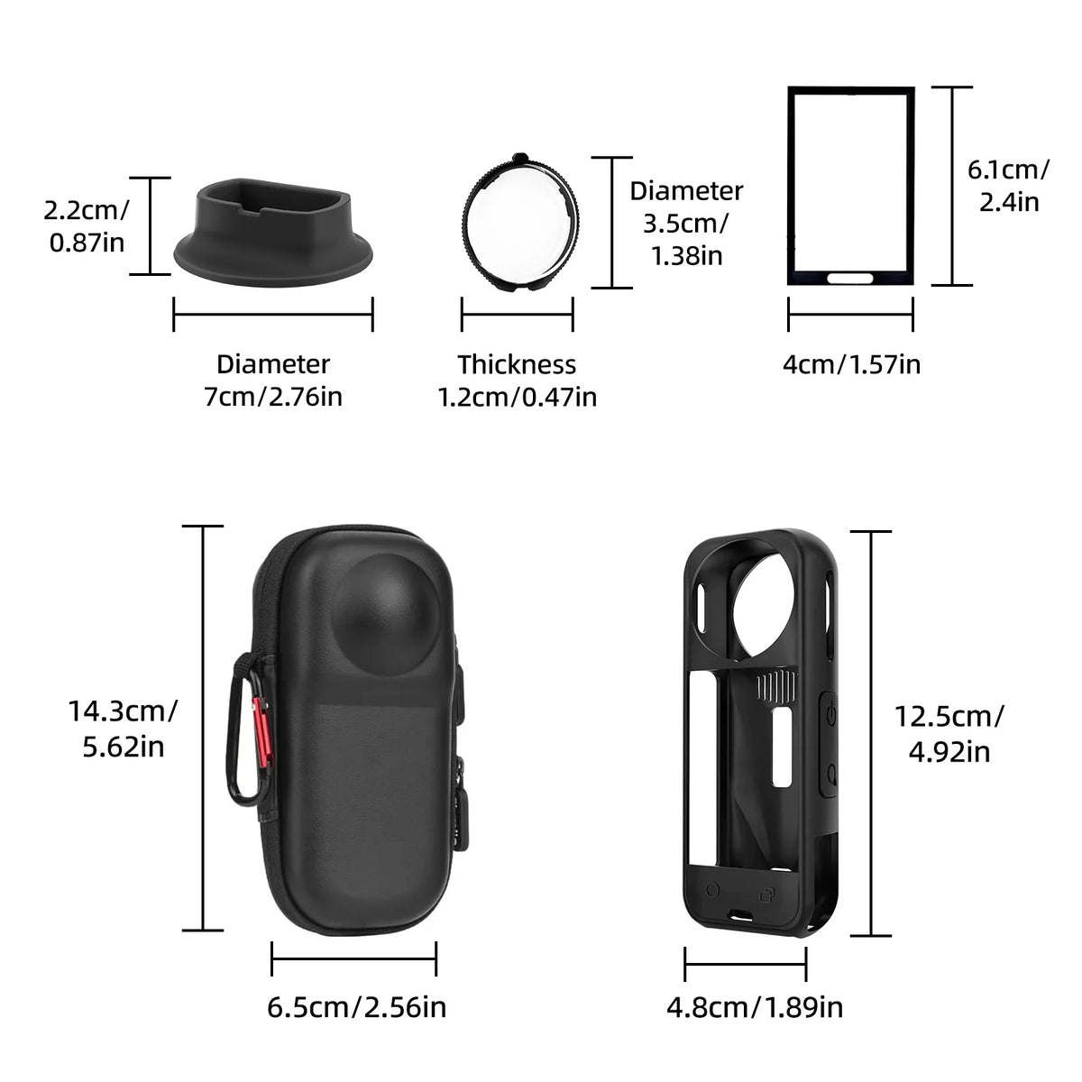 Kit d’accessoires de protection pour Insta360 X5 avec étui de transport
