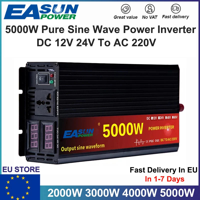 Pure Sine Wave Power Inverter 12V/24V to 220V 3000W-5000W
