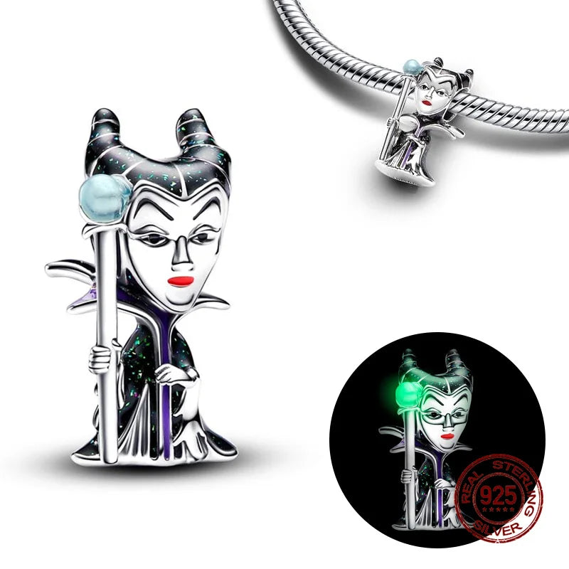 925 Silver Witch Charm Bead for Disney-Inspired Bracelets