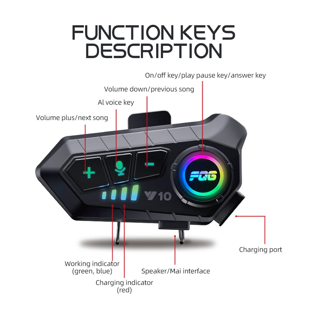 Bluetooth 5.3 motorfietshelm hoofdtelefoon - microfoonopties