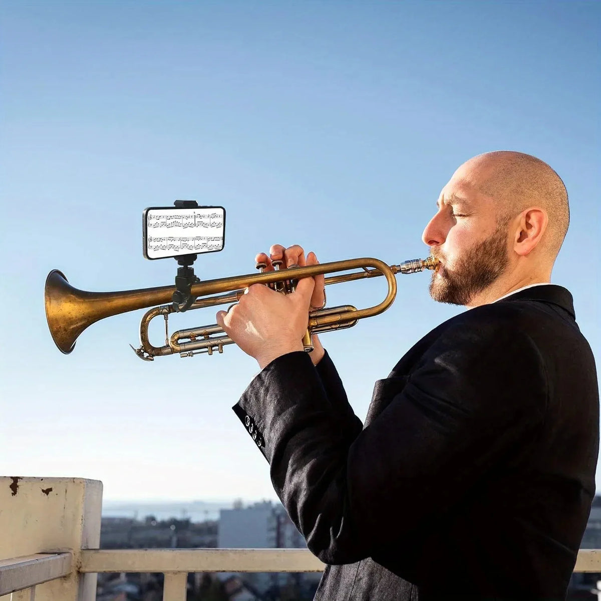 Clamp-On Phone Holder for Brass Instruments