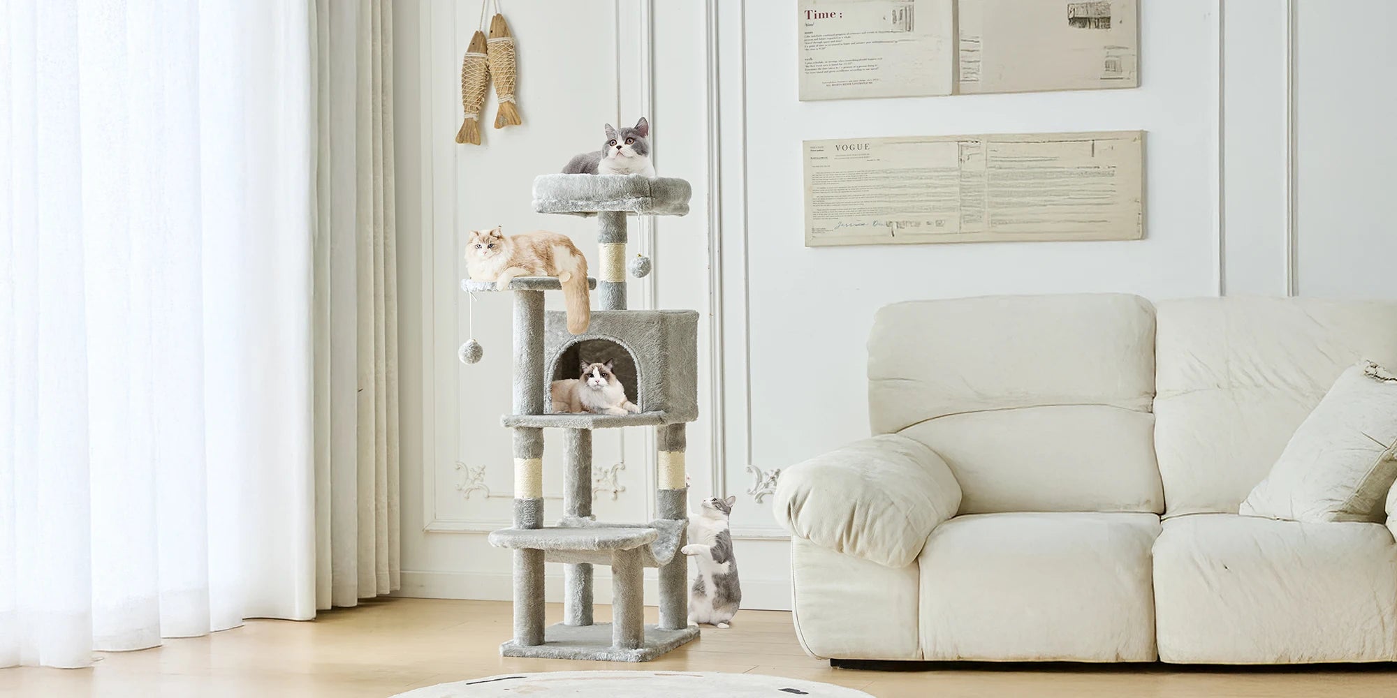 44" Multi-Level Cat Tree with Condo, Hammock & Sisal Scratching Posts