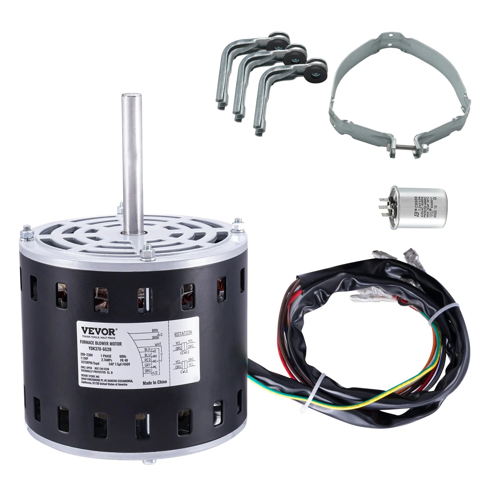 Motor ventilátoru topení 1/3 HP 1075 ot./min 4 rychlosti 48 rám Reverzibilní