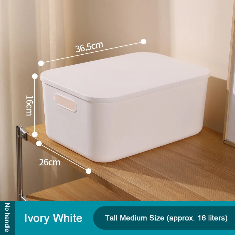 White Storage Boxes with Lids and Handles, Size Options