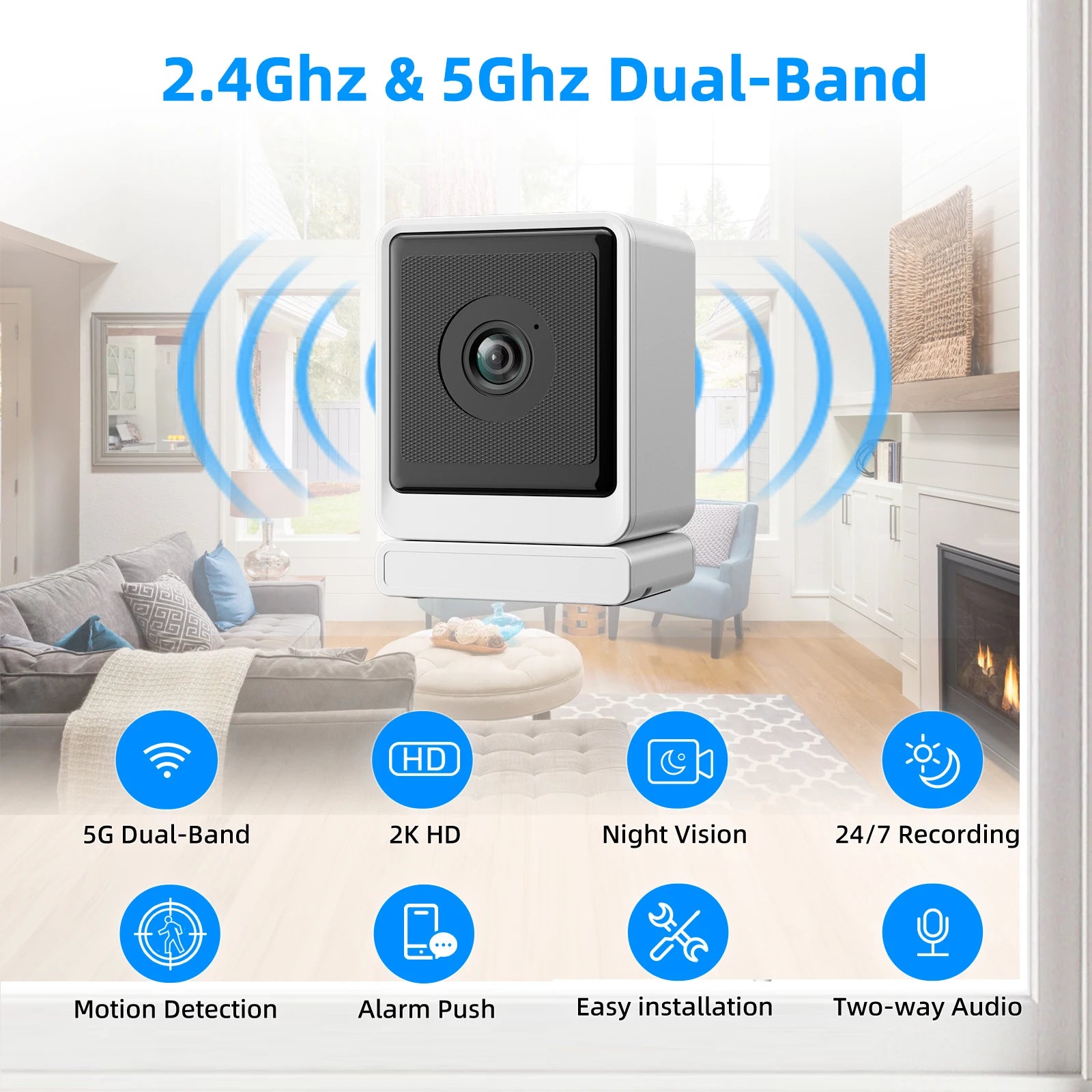 1080P Indoor Window Security Camera with 2-Way Audio