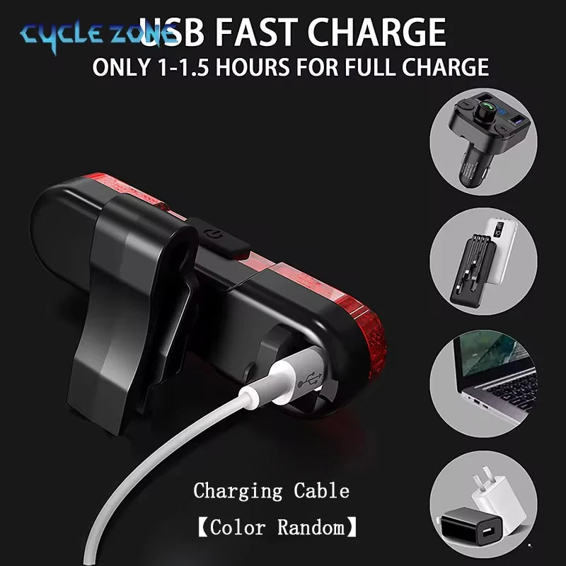 Lanterna traseira de bicicleta recarregável por USB
