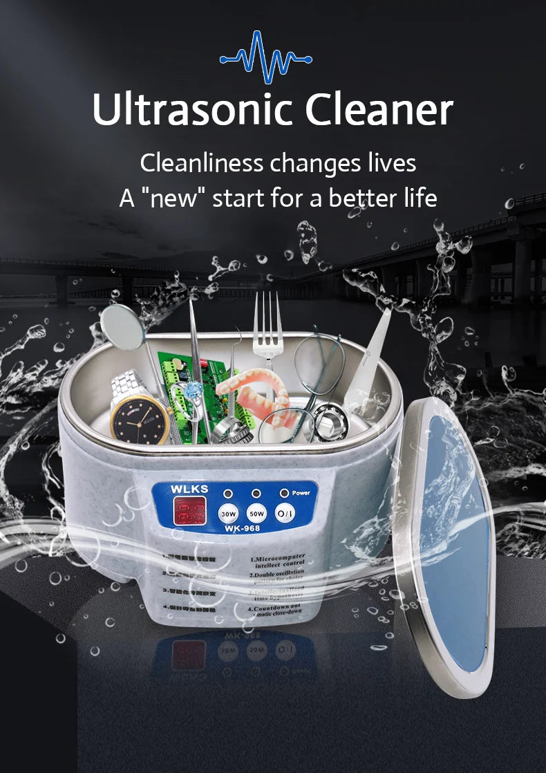 Ultrasonic Cleaner 40kHz 30W Bath for Glasses Dentures Jewelry
