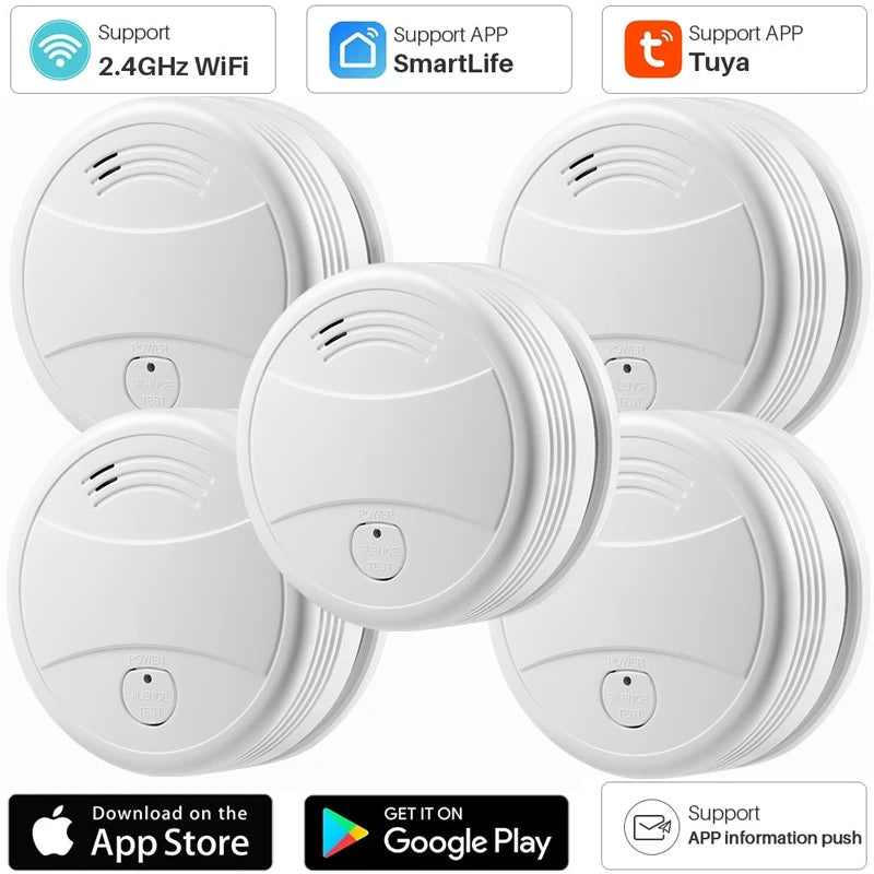 Tuya Smart Wifi Smoke Detector Sensor 80DB Alarm Fire Smoke Detector Wifi Fire Protection Home Security Alarm Smart Life APP