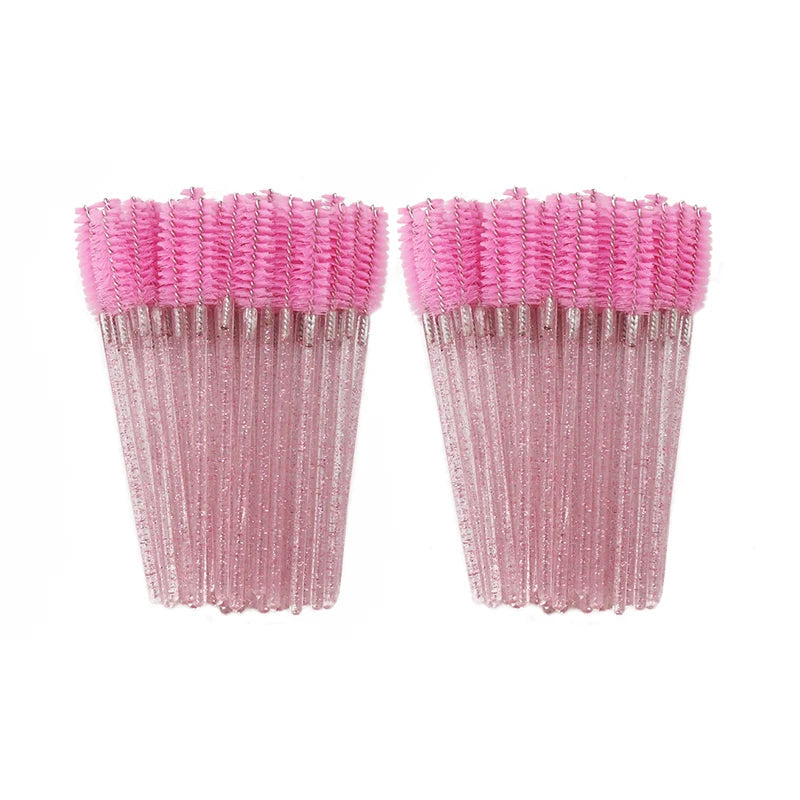 ANNAFRIS 50Pcs Disposable Eyelash Brush Soft Head Crystal Eyebrow Brush Lash Extension Brush Mascara Wand Makeup Tool