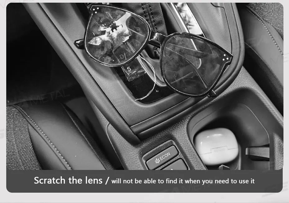 SEAMETAL Car Glasses Case Wear-Resistant PU Leather Sunglasses Holder Hook and Loop Fastener Eyewear Protection Box Scratch-Free