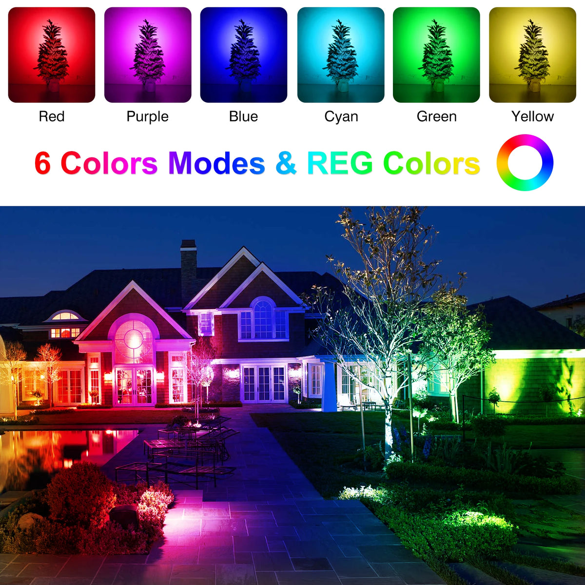 RGB solární zahradní reflektory, IP65, 1–6 světel